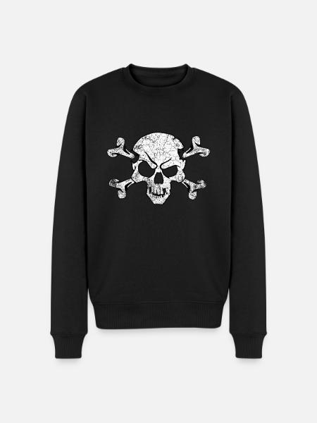 Grunge Pirate Skull And Crossbones - Men's Premium Organic Jumper - black