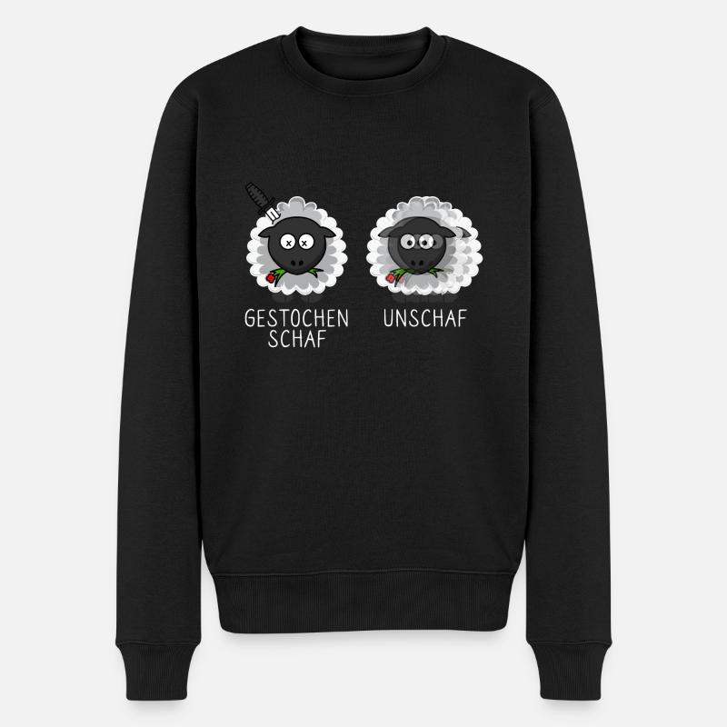 Schaf Unschaf Gestochen Schaf Schafe Brillenträger - Männer Premium Bio Pullover - Schwarz