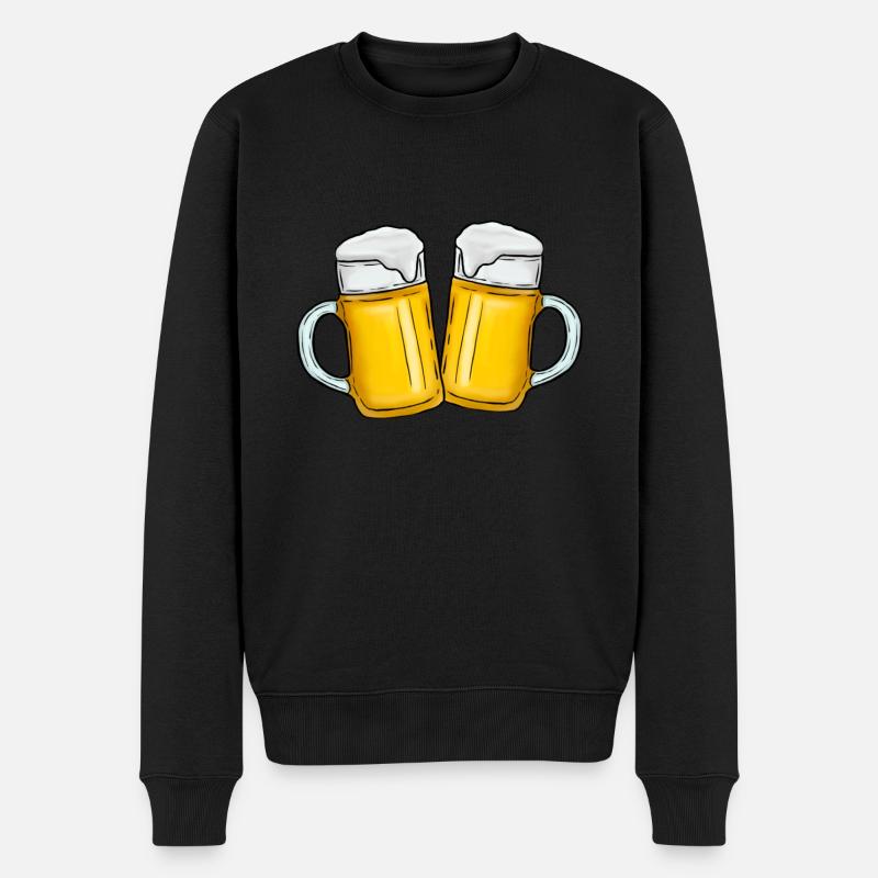 Bier Krug anstoßen - Männer Premium Bio Pullover - Schwarz