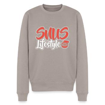 Snus smokeless non-smoking nicotine anti-smokers - Men's Premium Organic Jumper - taupe - Front - Nico (187cm)