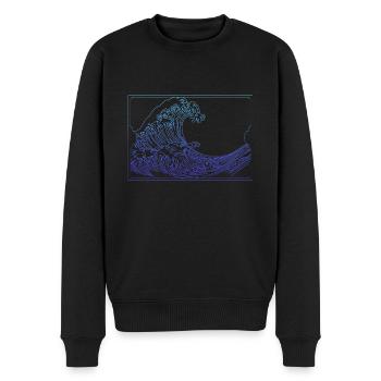 Nur Wellen - Männer Premium Bio Pullover - Schwarz - Vorne - Nico (187cm)