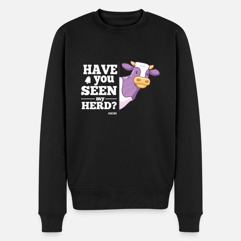 Tier Kuh Herde Familie Spruch Bauernhof - Männer Premium Bio Pullover - Schwarz