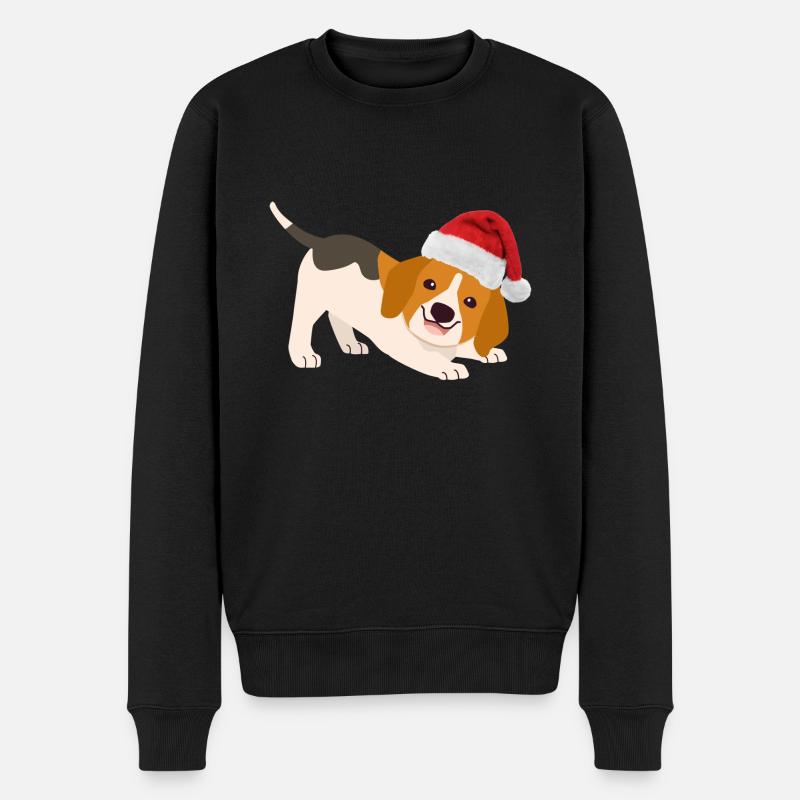 Weihnachts-Beagle | Weihnachts-Hund | Mütze - Männer Premium Bio Pullover - Schwarz