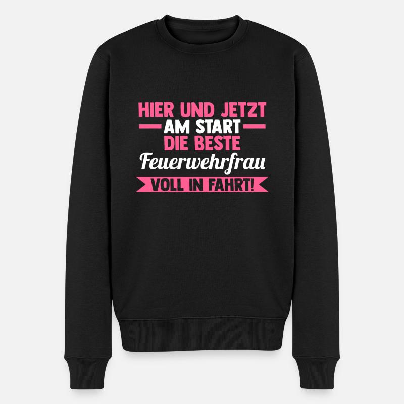 Feuerwehr Feuerwehrfrau - Männer Premium Bio Pullover - Schwarz