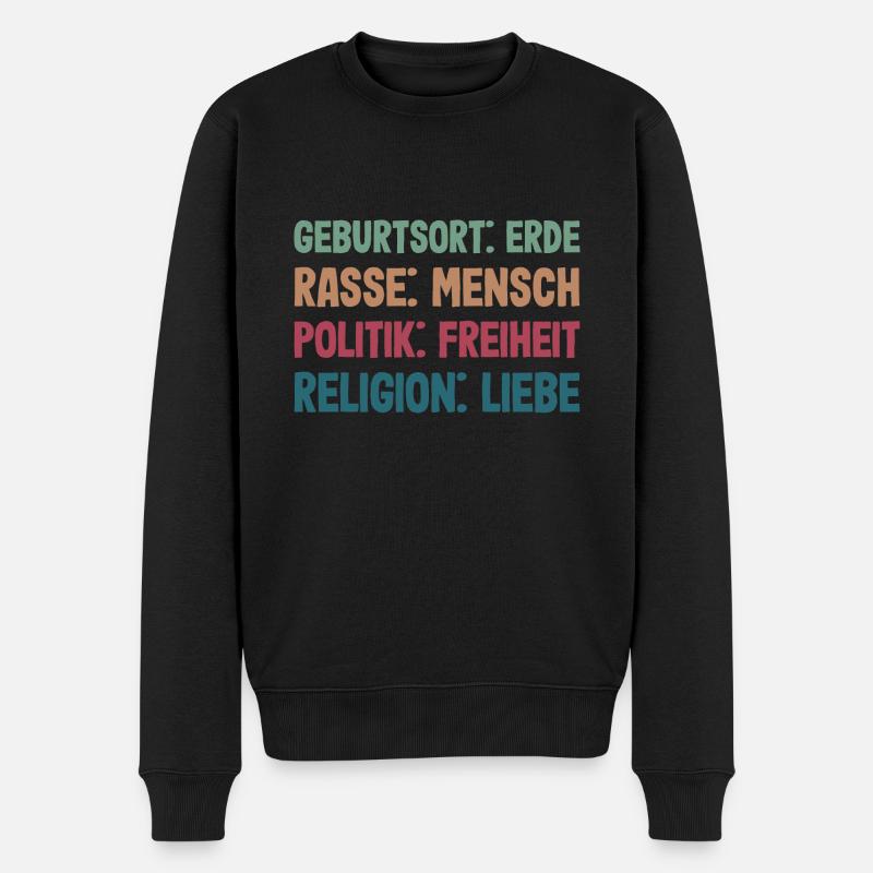 Jesus Geburtsort Erde Rasse Mensch Religion Liebe - Männer Premium Bio Pullover - Schwarz