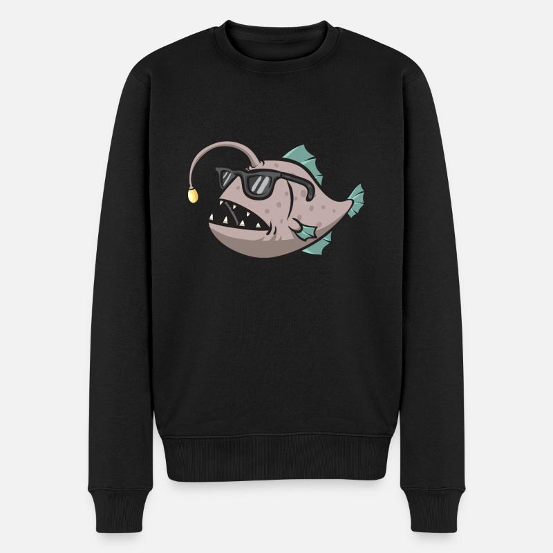Anglerfisch Tiefseeangler Angler Fisch - Männer Premium Bio Pullover - Schwarz