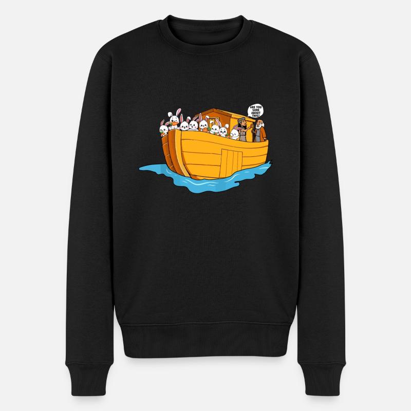 Noah Arche Boot Hasen - Männer Premium Bio Pullover - Schwarz