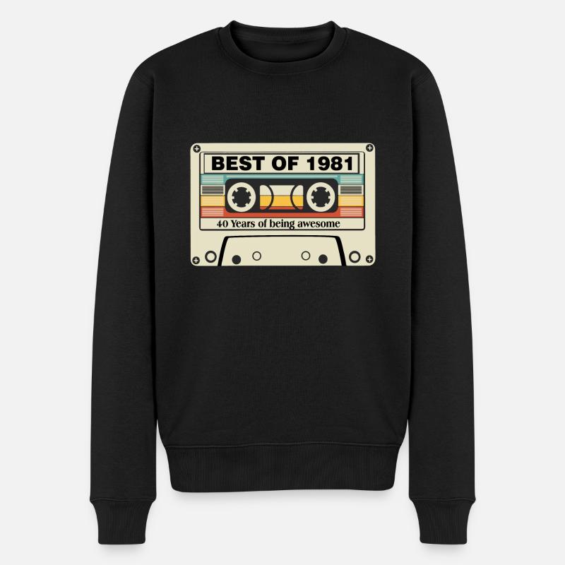 40.Geburtstag 1981 Kassette - Männer Premium Bio Pullover - Schwarz