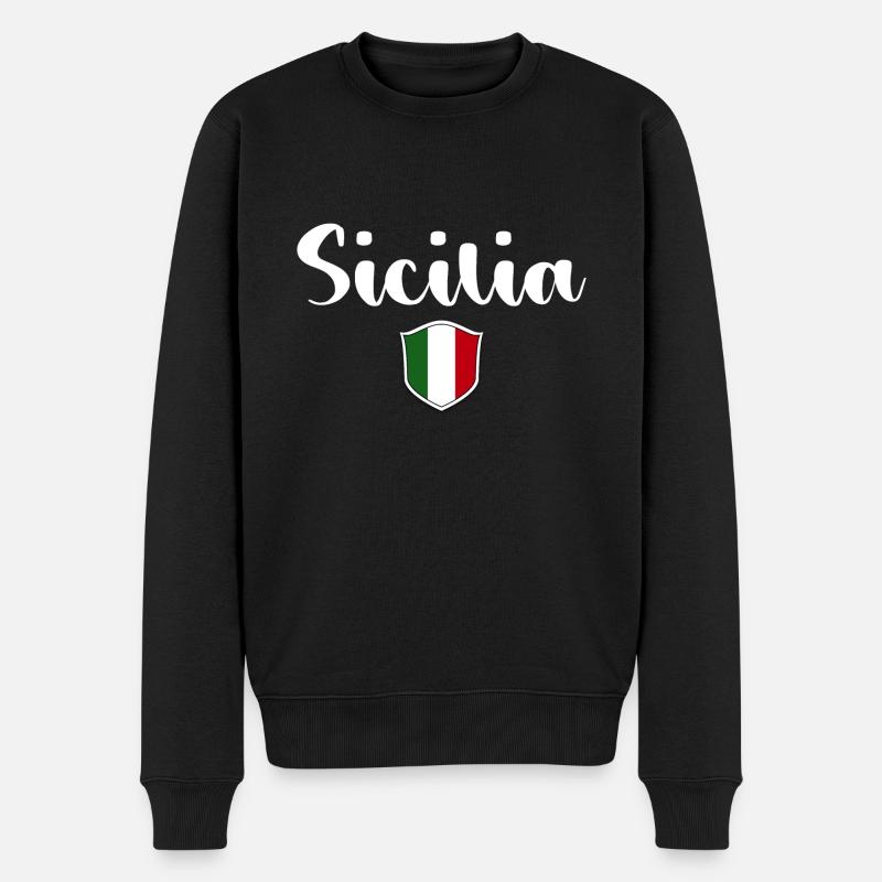 Vintage Sicilia Sizilien Italien - Männer Premium Bio Pullover - Schwarz