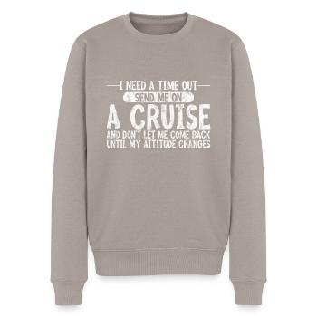 J’ai besoin d’un temps mort, envoyez-moi en croisière 3 - Pull Premium bio Homme - taupe - Devant - Nico (187cm)