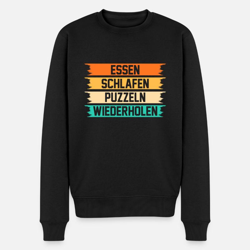 Puzzlefan Puzzler Puzzleteile Puzzle - Männer Premium Bio Pullover - Schwarz
