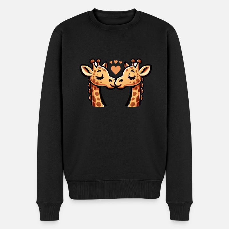 Deux girafes amoureuses - Pull Premium bio Homme - noir