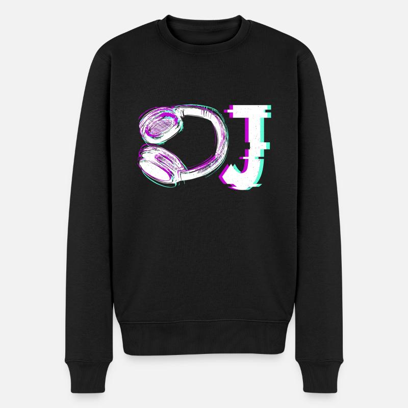 DJ Music Love - Männer Premium Bio Pullover - Schwarz
