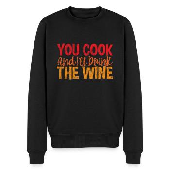 You Cook And I'll Drink The Wine 3 - Men's Premium Organic Jumper - black - Front - Nico (187cm)