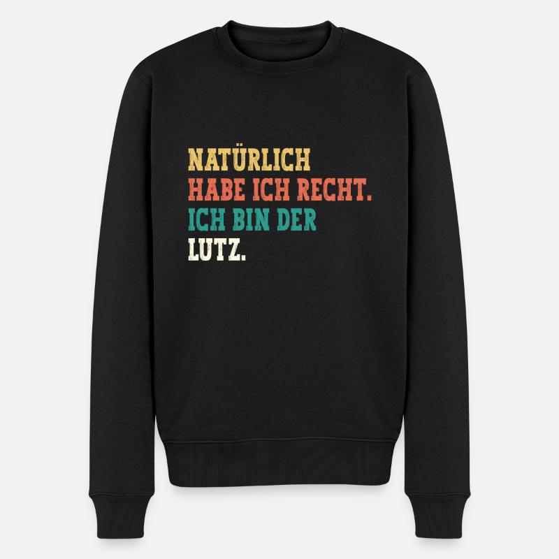 Lutz Lustiger Spruch Vorname Name Lutz - Männer Premium Bio Pullover - Schwarz