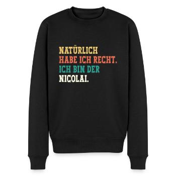 Nicolai Lustiger Spruch Vorname Name Nicolai - Männer Premium Bio Pullover - Schwarz - Vorne - Nico (187cm)
