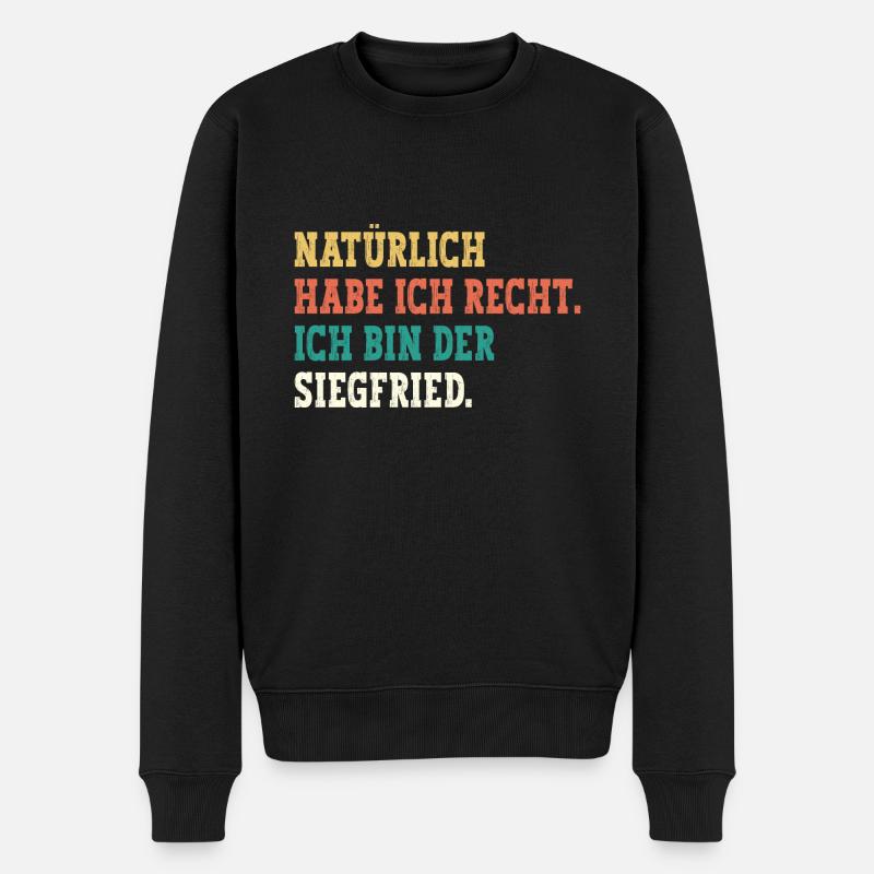Siegfried Lustiger Spruch Vorname Name Siegfried - Männer Premium Bio Pullover - Schwarz