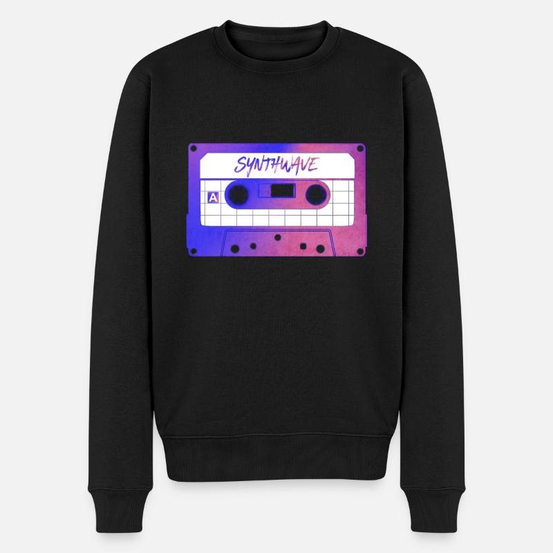 Retrowave Synthwave 80s Design - Männer Premium Bio Pullover - Schwarz