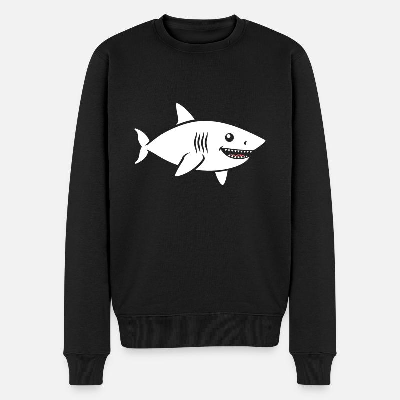 Hai - Männer Premium Bio Pullover - Schwarz