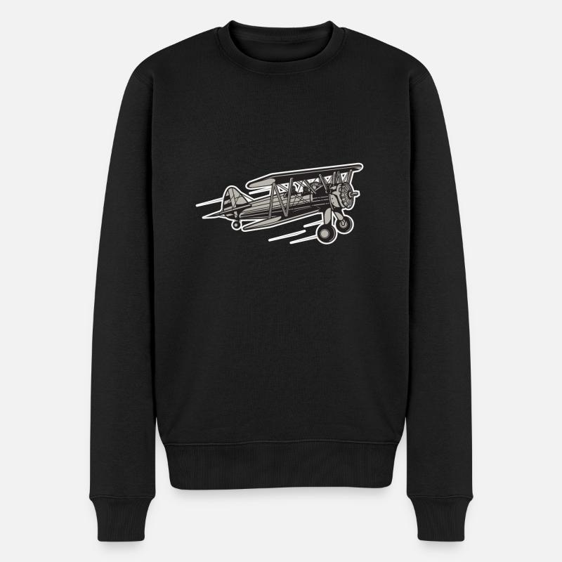 Flugzeug Airplane - Männer Premium Bio Pullover - Schwarz