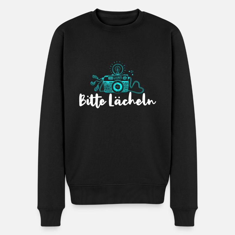 Bitte Lächeln Kamera Fotografieren - Männer Premium Bio Pullover - Schwarz