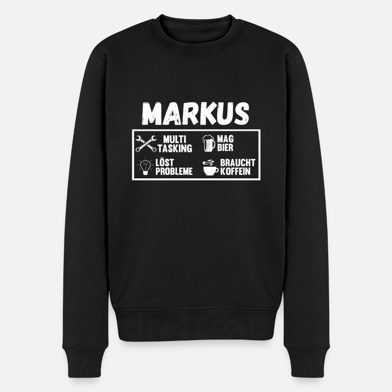Markus - Männer Premium Bio Pullover - Schwarz