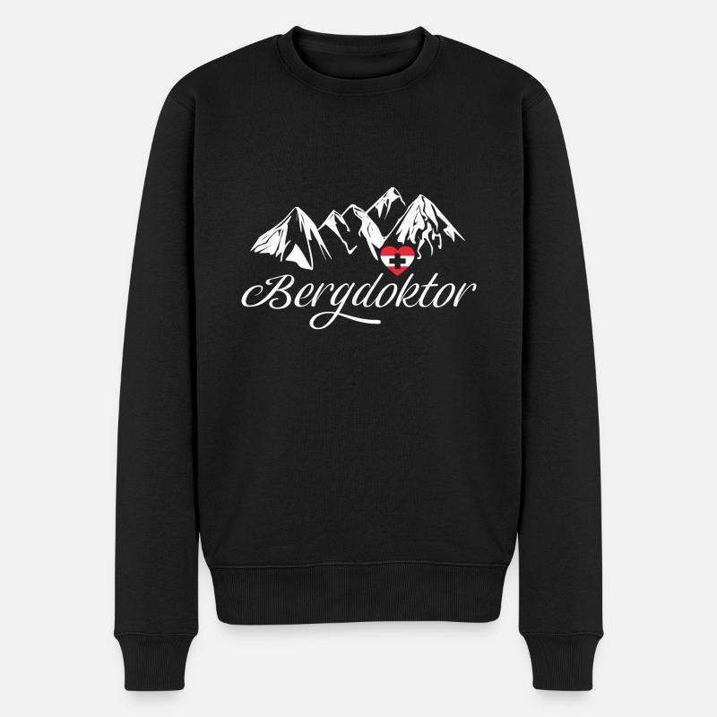 Bergdoktor Berge Alpen Apres Ski Skifahren Snowboa - Männer Premium Bio Pullover - Schwarz