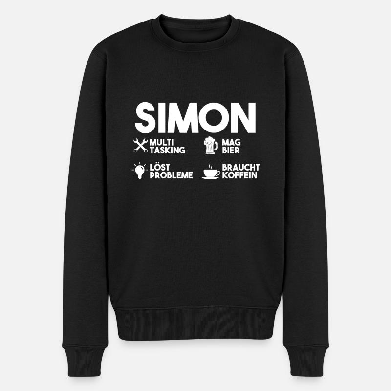Simon - Männer Premium Bio Pullover - Schwarz