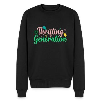 Thrift Shopper Thrifting Generation Thrift Store - Männer Premium Bio Pullover - Schwarz - Vorne - Nico (187cm)