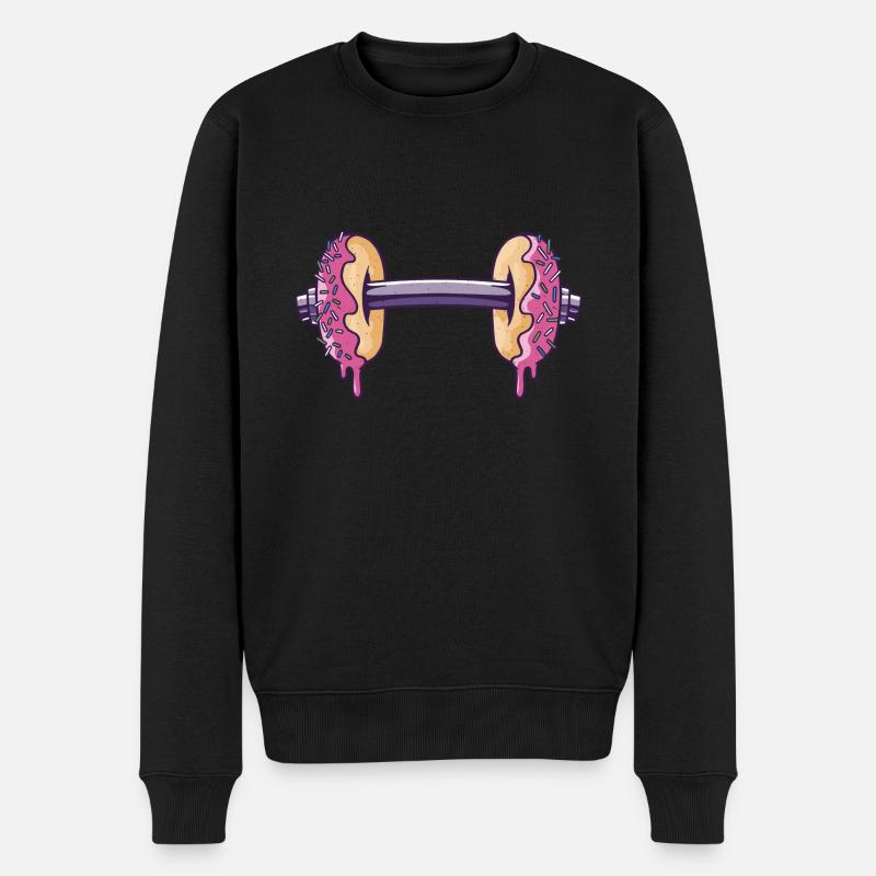 Workout mit Donuts Hantel - Männer Premium Bio Pullover - Schwarz