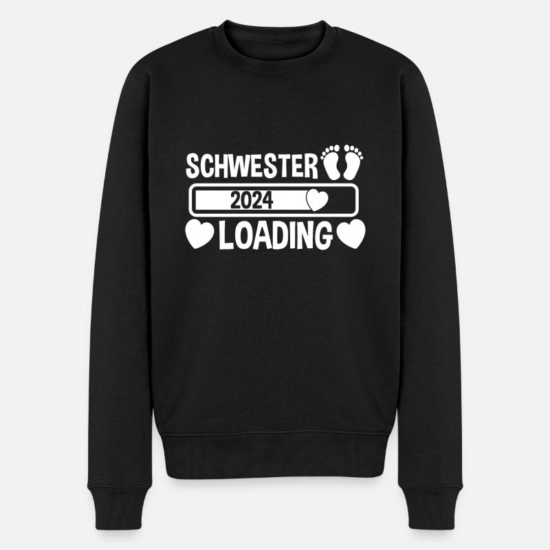 Schwester Loading Baby 2024 - Männer Premium Bio Pullover - Schwarz