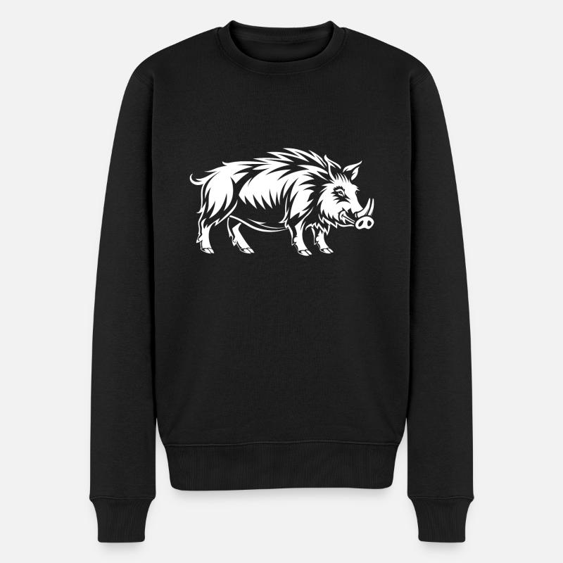 Wildschwein - Männer Premium Bio Pullover - Schwarz