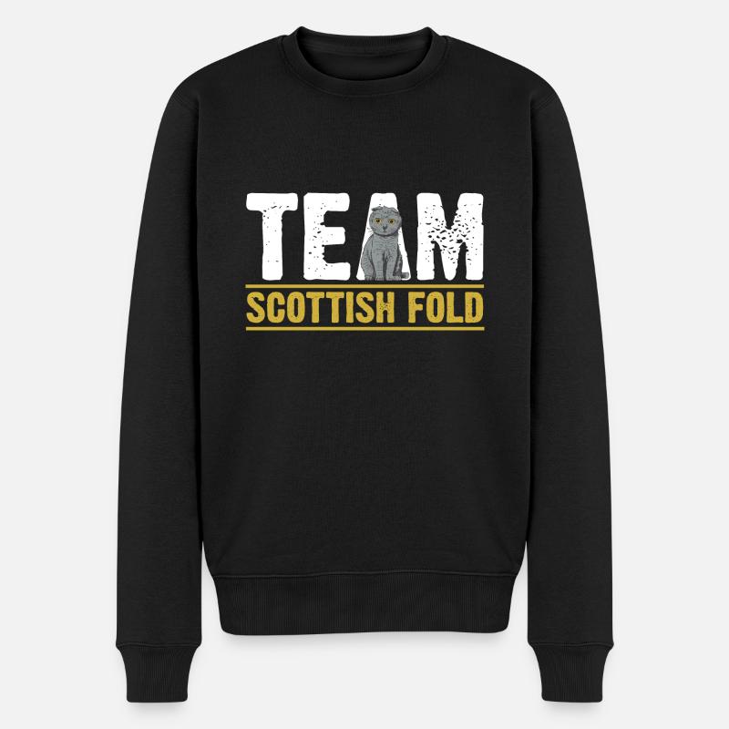 Scottish Fold Katze - Männer Premium Bio Pullover - Schwarz