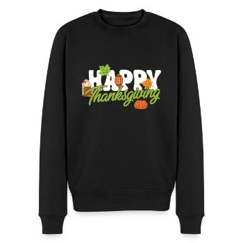 Tis The Season Football Pumpkin Spice Happy - Männer Premium Bio Pullover - Schwarz - Vorne - Nico (187cm)