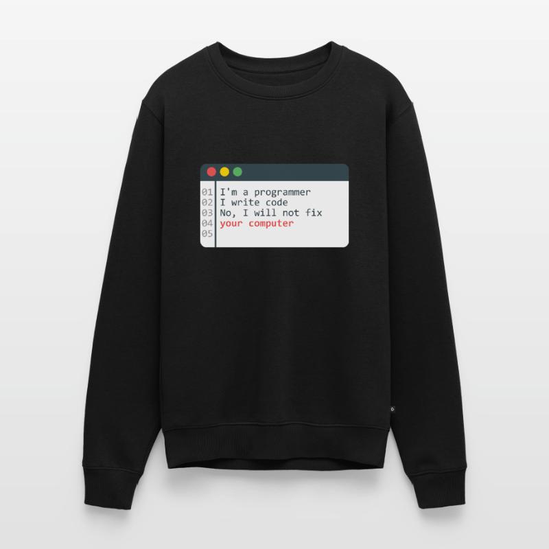Programmer HTML Computer Coder Coding Programming Men's Premium Organic Jumper