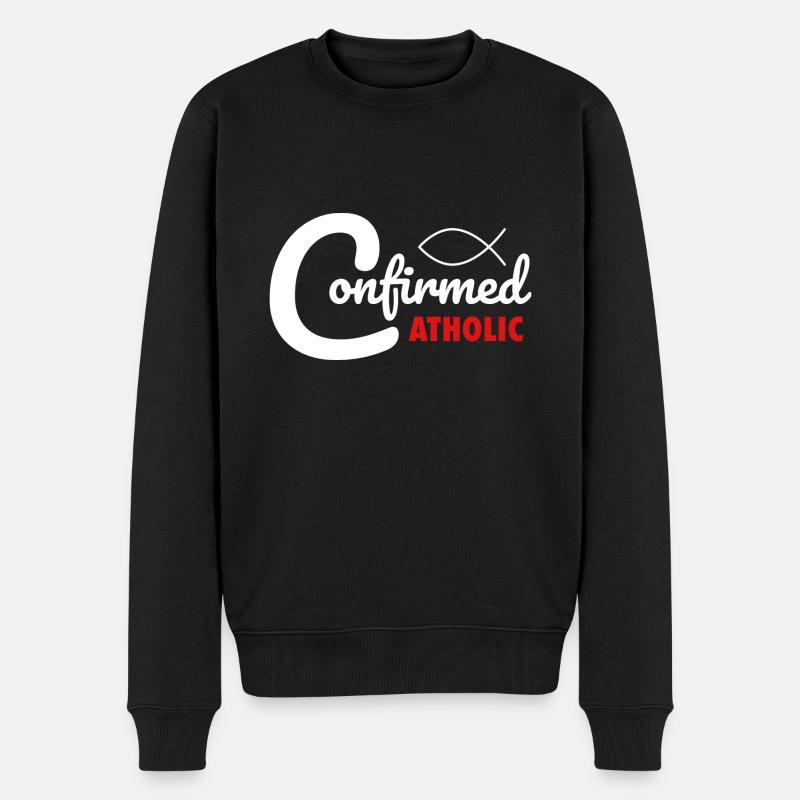 Catholic Confirmation Confirmed Catholic - Men's Premium Organic Jumper - black