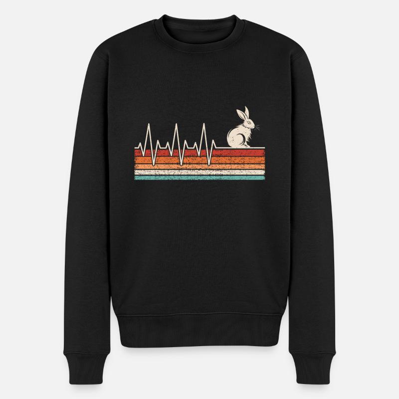 Hasen Herzschlag - Männer Premium Bio Pullover - Schwarz
