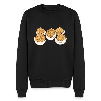 Gefüllte Eier Deviled Eggs - Männer Premium Bio Pullover - Schwarz - Vorne - Nico (187cm)