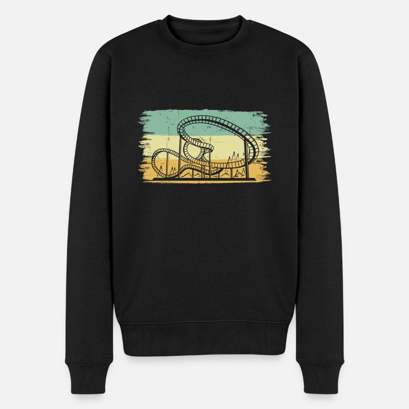Theme Park Retro Amusement Park Vintage Roller Coa - Männer Premium Bio Pullover - Schwarz