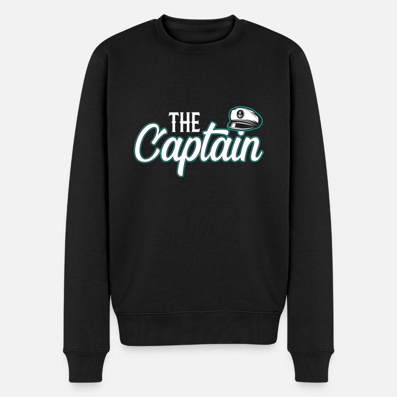 Der Captain - Männer Premium Bio Pullover - Schwarz
