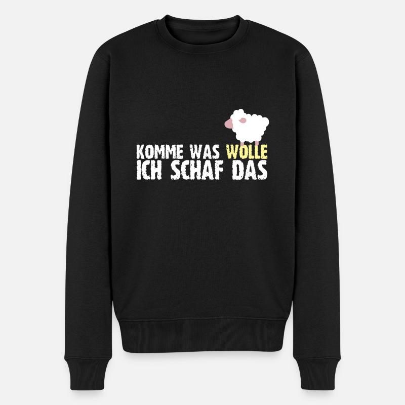 Komme Was Wolle Ich Schaf Das Baumwolle Bauer - Männer Premium Bio Pullover - Schwarz