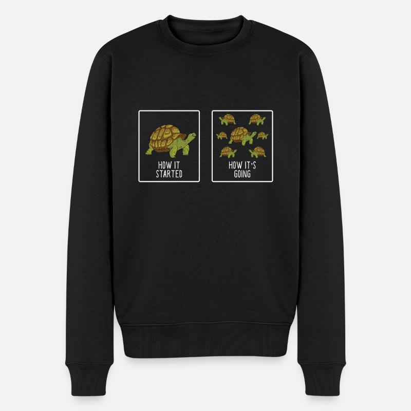 Tortoise Fan Turtle Funny How It Started How It's - Männer Premium Bio Pullover - Schwarz