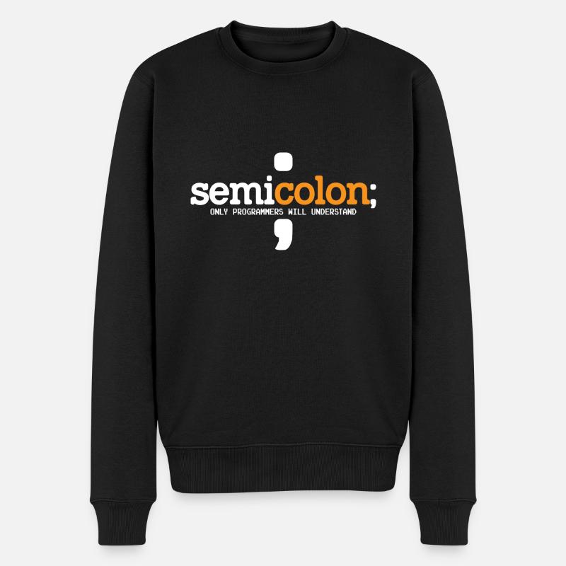 Semicolon Only Programmers Will Understand Coder N - Männer Premium Bio Pullover - Schwarz