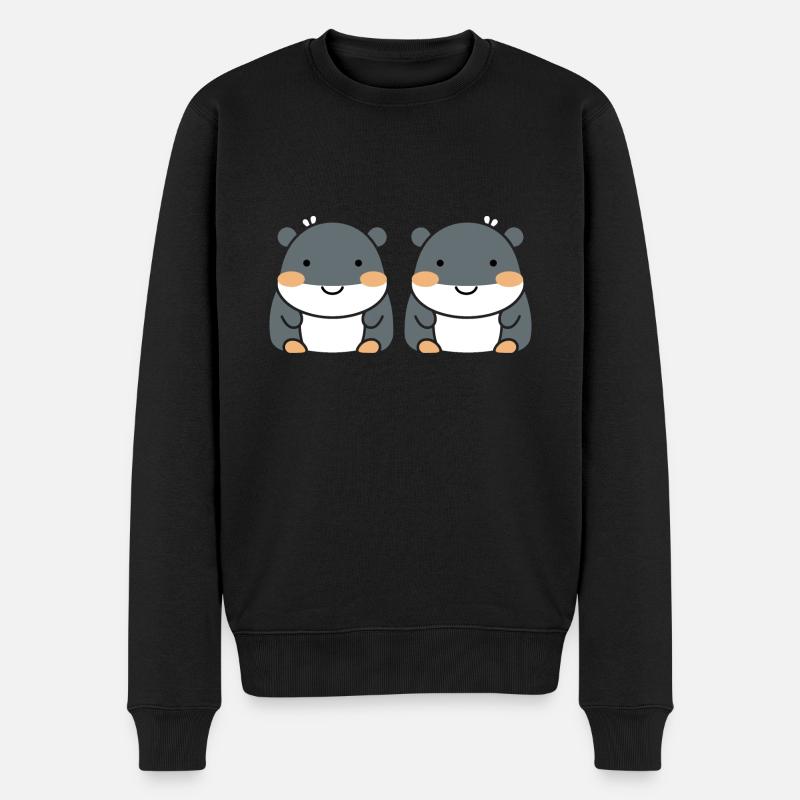 Liebe kleine Nilpferde - Männer Premium Bio Pullover - Schwarz