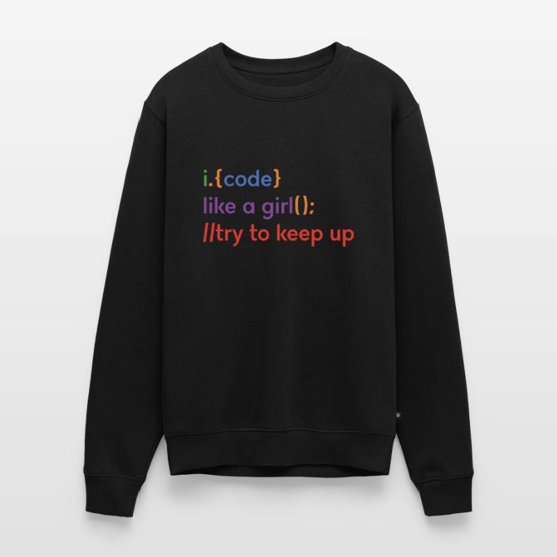 I Code Like A Girl Try To Keep Up Coder Programmer Männer Premium Bio Pullover