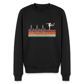 Rugby Herzschlag Rugbyspieler - Männer Premium Bio Pullover - Schwarz - Vorne - Nico (187cm)