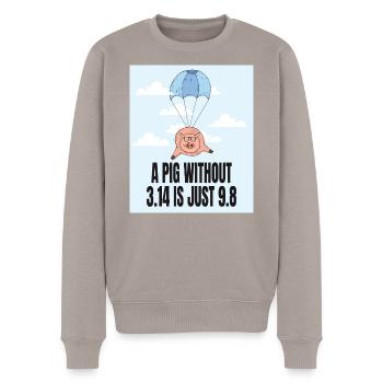Un cochon sans 3.14 - Idée cadeau Pi - Pull Premium bio Homme - taupe - Devant - Nico (187cm)