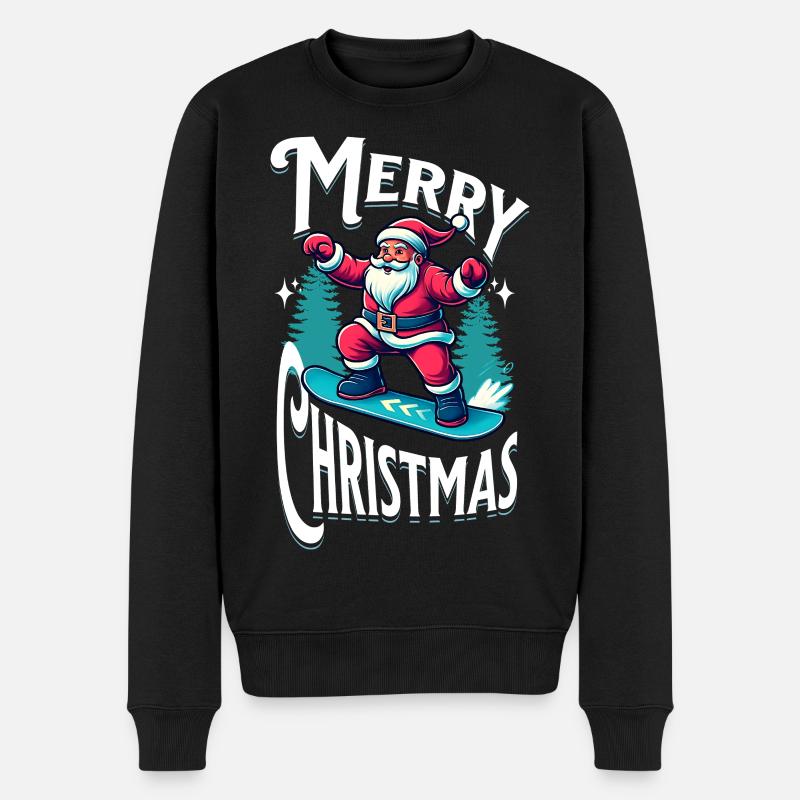 Snowboard Santa Claus - Männer Premium Bio Pullover - Schwarz