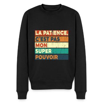 Nicht meine Superkraft - Männer Premium Bio Pullover - Schwarz - Vorne - Nico (187cm)
