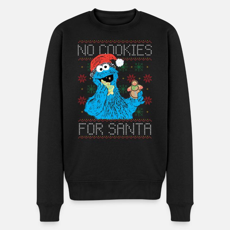 Sesamstraße Keine Kekse Für Santa Ugly Xmas - Männer Premium Bio Pullover - Schwarz